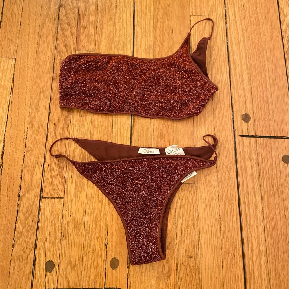 Oseree Lumiere One Shoulder Bikini Bronze